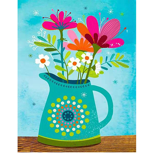 Diamond Painting Set - Bos Bloemen in Vaas - incl. Pen & Wax - 40x50cm