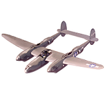 Metalen Plaat Vliegtuig P-38 Lightning met Relief 44x25cm