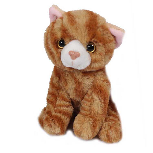 Knuffel Kat Oranjebruin Gestreept/Tijger - 14 cm