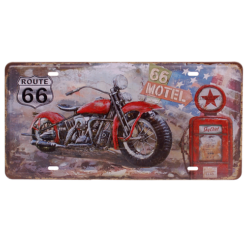 Amerikaans nummerbord - Route 66 Motor Rood Motel - Metalen bord 15x30