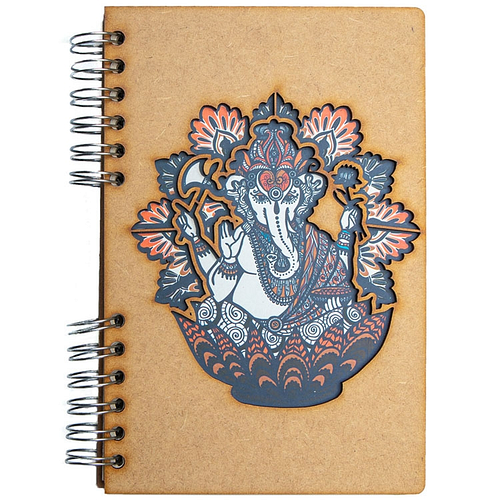 Notebook MDF 3d kaft A6 blanco - Ganesha
