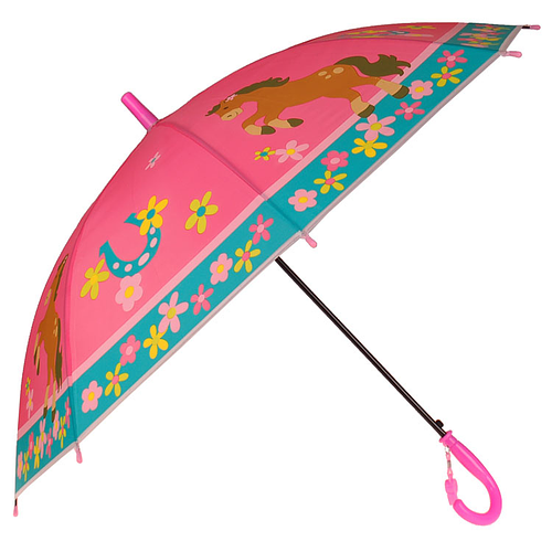 Kinderparaplu Roze - Paard-Hoefijzer-Bloemtjes - Met fluitje - 80cm