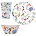 Set Picknick/Camping Bord & Schaaltje & Beker RPET - Nectar Meadows - 23cm/6,5x14,5/450ml