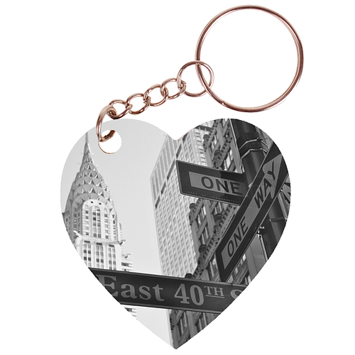 Sleutelhanger hartje 5x5cm - New York City - Crossing at Crystler Building