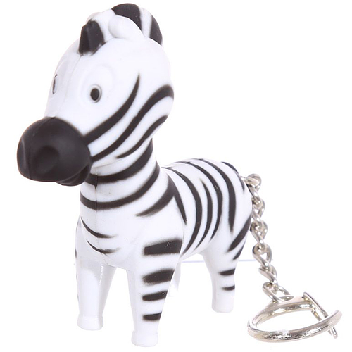 Sleutelhanger - Zebra Zoo Keypers - Led Lampje & Geluid - 5,5x3x5cm
