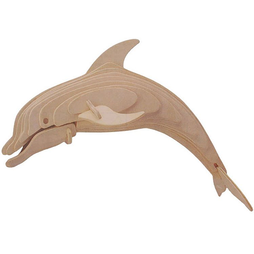 Houten 3d puzzel/bouwpakket dolfijn