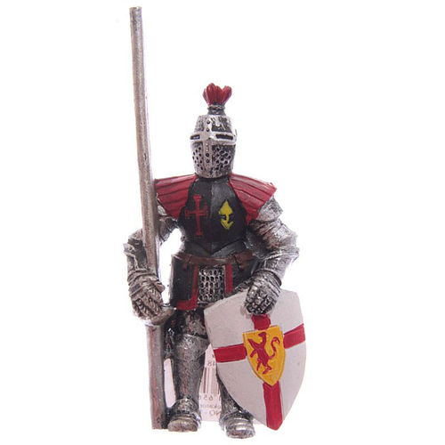 Koelkastmagneet Middeleeuwse Ridder Speer en Schild Zwart/rood - 10x6cm