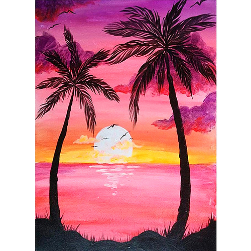 Diamond Painting Set - Paradijs Sunset - Strand & Palmbomen - incl. Pen & Wax - 30 x 40 cm