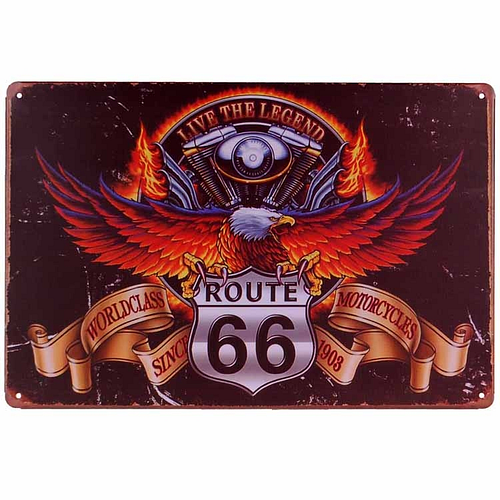  Metalen plaatje - Route 66 Adelaar
