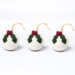 Kerstballen Vilt - Hulst / Holly Berry Small - Set 3 stuks - 5cm - Rood/Groen/Wit - Fairtrade