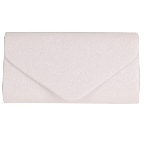 Avondtasje - Wit/Offwhite Glitterstof Envelop - Magneetsluiting - Schouderketting - 20x11cm