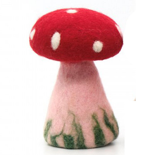 Vilten Paddenstoel Rood groot - 13x10cm