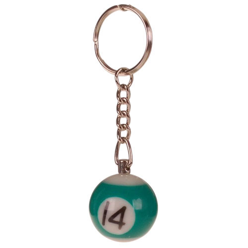 Sleutelhanger - Poolbiljart 14-Ball 3D - Turquoise/Wit - 2,5cm