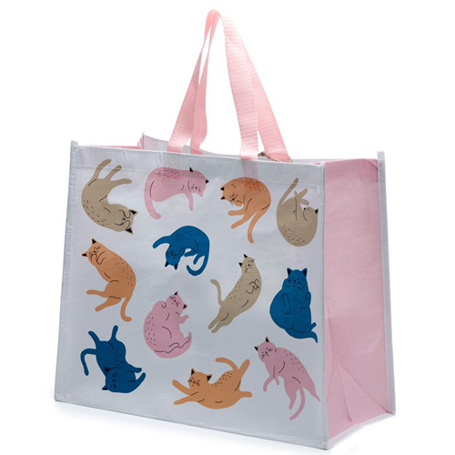 Shopper Boodschappentas Cats Life - Poezen - Originele Licentie - Duurzaam Herbruikbaar RPET - 33x40x17cm