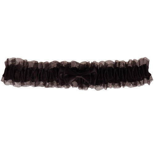 Kousenband grote maat - zwart met zwarte strik