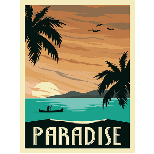 Schilderen op Nummer Set - Paradise Poster - incl. Verf & Penselen - 30x40cm