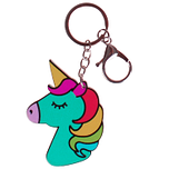 Sleutelhanger met Clip - Eenhoorn Tuquoise - Rainbow Unicorn - Hard Kunsstof - 7x5cm