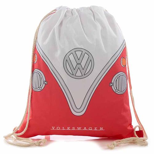 Trekkoord tas - Volkswagen Kampeerbus rood