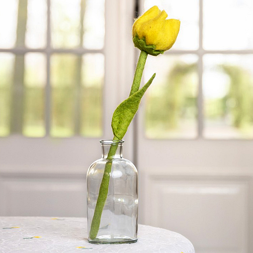 Vilt Bloem - Tulp "Gwen" Geel - 40cm - Fairtrade Homedecoratie