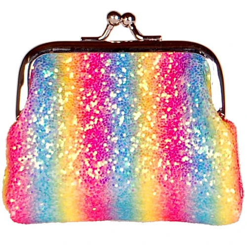 Knipportemonnee gestreept glitters