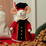 Pietermuis Vilt Fairtrade - Vilten Figuur Piet Muis Rood - Creme & Rood & Zwart - 18cm 
