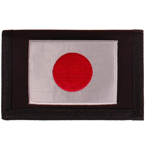 Zwarte klittenbandportemonnee 12x9cm - Applicatie 8x6cm vlag Japan