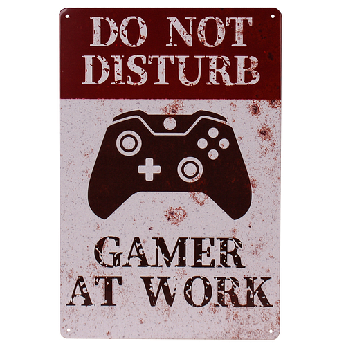 Metalen Bord - Do not Disturb - Gamer At Work - Controller - 20x30cm