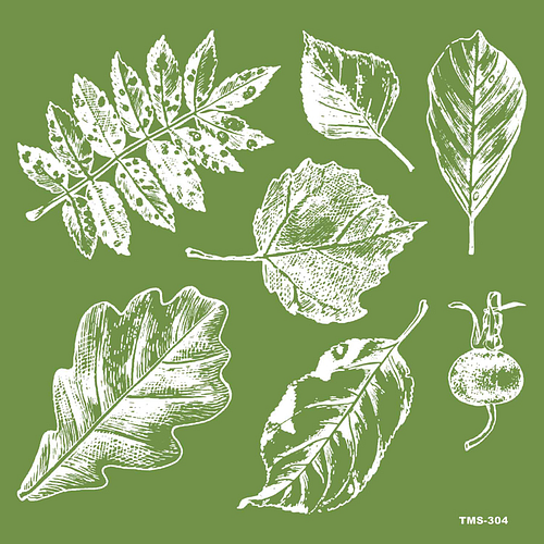 Stencil/Zeefdruk Mal/Tamponeren - Bladeren & Rozenbottel Bos - Hobby/DIY - Herbruikbaar - 15x15cm