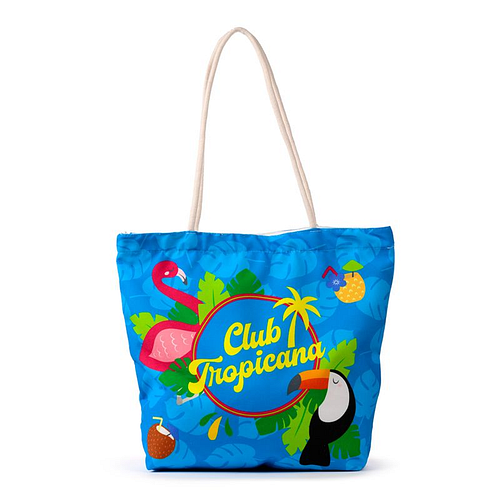 Strandtas - Club Tropicana - Toekan&Flamingos - 39x47x15cm