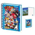 Notitieboek Sonic the Hedgehog - A5 Gelinieerd Ringband - Sonic & Tails & Gamekarakters - Blauw met Elastiek