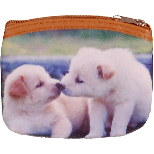 Kleine portemonnee met 2 puppy's - 11x9cm