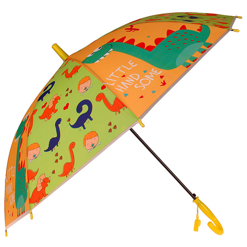 Kinderparaplu Groen/Oranje - Dino's - "Little Handsome" - Met fluitje - 80cm