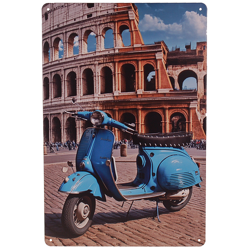 Metalen Plaatje - Retro Scooter Colosseum Rome - 20x30cm