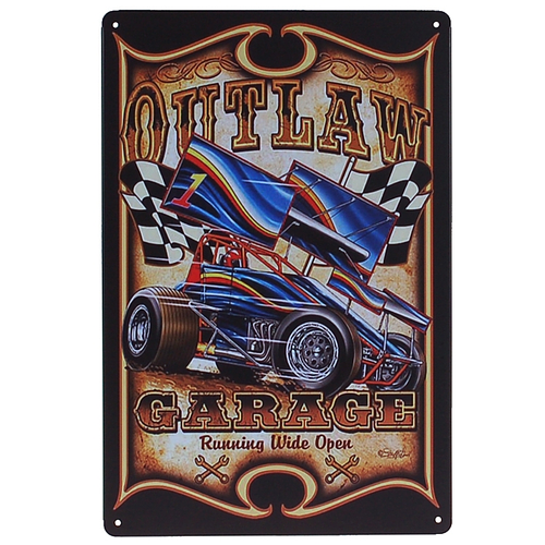 Metalen plaatje - Outlaw Garage