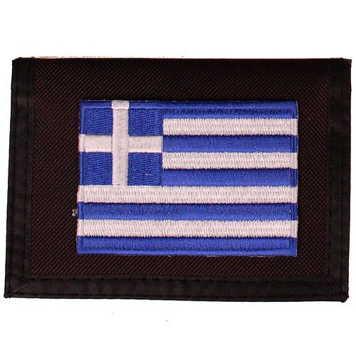 Portemonnee zwart 14x10cm - Vlag Griekenland - 8x6cm 