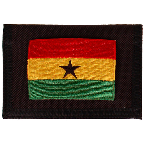 Portemonnee zwart 14x10cm - Vlag Ghana - 8x6cm 