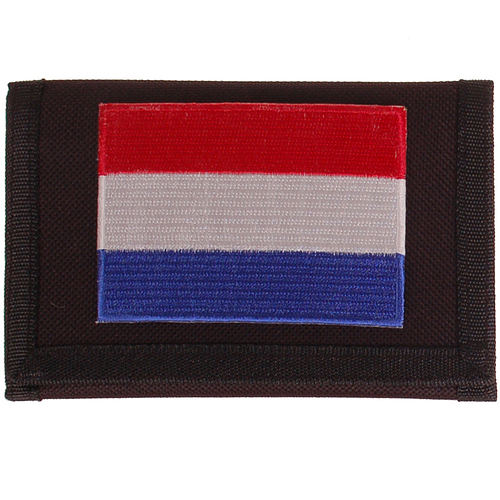 Zwarte klittenbandportemonnee 12x9cm - Applicatie 8x6cm vlag Nederland