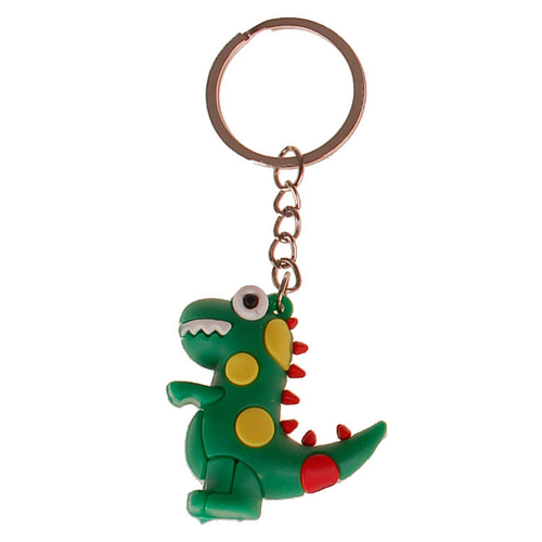 Sleutelhanger - Dinosaurus 3D Cartoon - Groen/Geel - PVC - 4,5cm