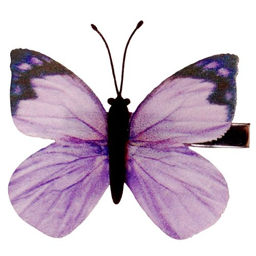 Haarclip met stoffen vlinder lila - 6 cm