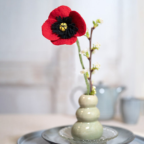 Vilt Bloem - Klaproos Rood Poppy - 40cm - Fairtrade Homedecoratie