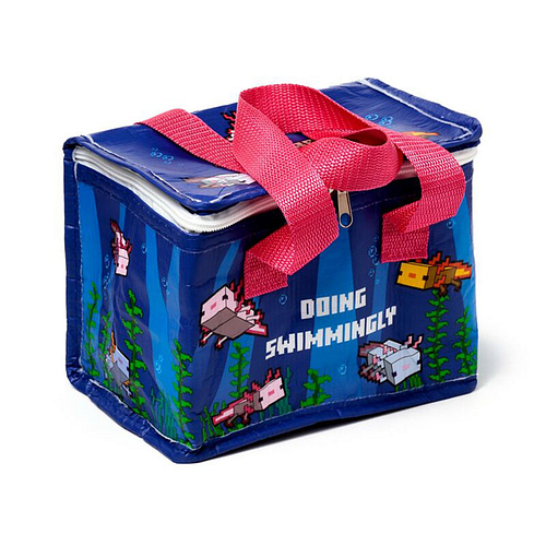 Lunchtas/Koeltasje - Minecraft Axolotl Lush Cave - Doing Swimmingly - RPET - Duurzaam - 17x20x13cm