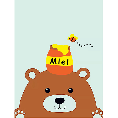 Diamond Painting Knutselset Kind 6+ - Beer & Honing - Kaart - incl. Pen - 15x20cm