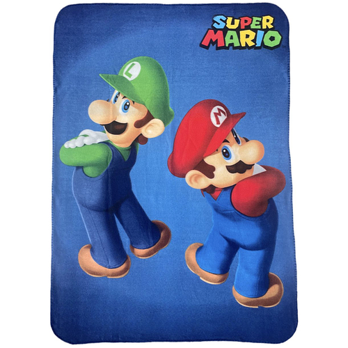 Fleecedeken Polar - Super Mario - Mario & Luigi - Blauw - 140x100cm