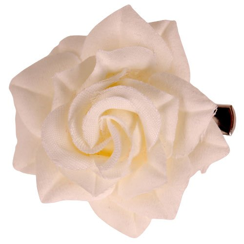 Haarclipje stoffen bloem ivoor - 5 cm 