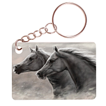 Sleutelhanger 6x4cm - Paarden in Galop Illustratie
