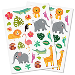 Stickers 2 Vellen - Jungledieren Cartoonstyle - Scrapbook Hobby DIY Stickervellen - 1.7-7.2cm - 56 Stuks