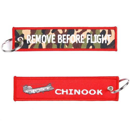 Sleutelhanger Remove Before Flight/Chinook - Camouflage met Rood - 14x3cm