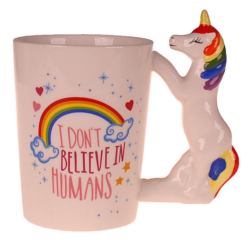 Beker - Eenhoorn Unicorn - I dont believe in humans - Keramiek - 350ml