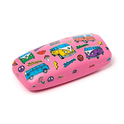 Brillenkoker/Zonnebril Houder Case - Volkswagen Busje T1 Retro - Roze - 5x16x6cm
