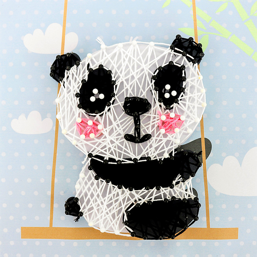 Knutselset - String-Art Panda - Zwart/Wit - Hobby DIY Kind 3+ - 21x21cm